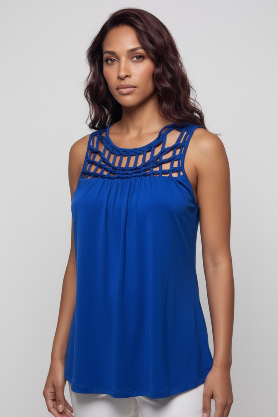 Grace Sleeveless Braided Neckline Tank Top